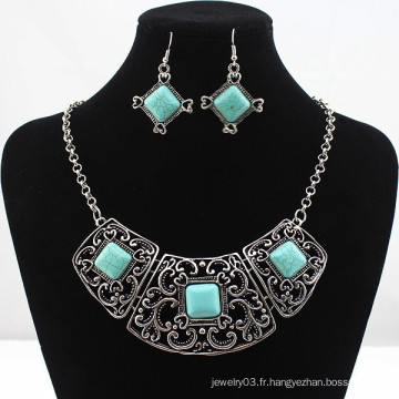 Bohemia style turquoise collier et boucles d&#39;oreille bijoux fantaisie